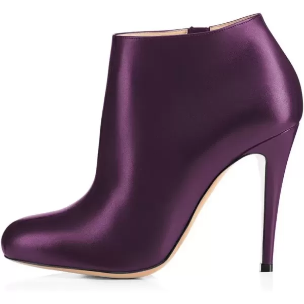 imageFSJ Women Fashion Almond Toe Boots Stiletto High Heels Ankle Booties Comfy Shoes Side Zipper US Size 415 USDark PurplePu