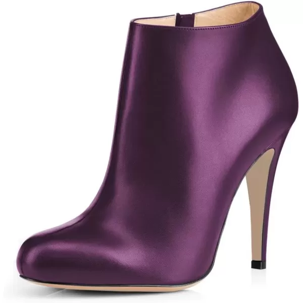 imageFSJ Women Fashion Almond Toe Boots Stiletto High Heels Ankle Booties Comfy Shoes Side Zipper US Size 415 USDark PurplePu