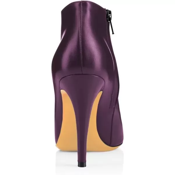 imageFSJ Women Fashion Almond Toe Boots Stiletto High Heels Ankle Booties Comfy Shoes Side Zipper US Size 415 USDark PurplePu