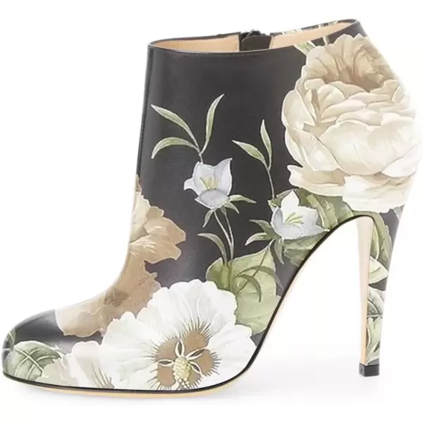 imageFSJ Women Fashion Almond Toe Boots Stiletto High Heels Ankle Booties Comfy Shoes Side Zipper US Size 415 USFlowerprint