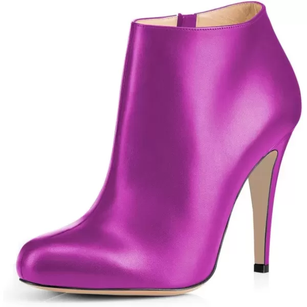 imageFSJ Women Fashion Almond Toe Boots Stiletto High Heels Ankle Booties Comfy Shoes Side Zipper US Size 415 USFuchsiaPu
