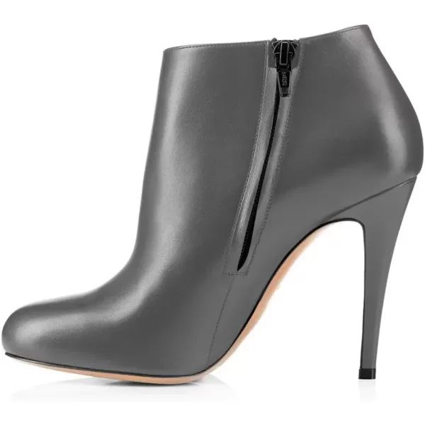 imageFSJ Women Fashion Almond Toe Boots Stiletto High Heels Ankle Booties Comfy Shoes Side Zipper US Size 415 USGreyPu