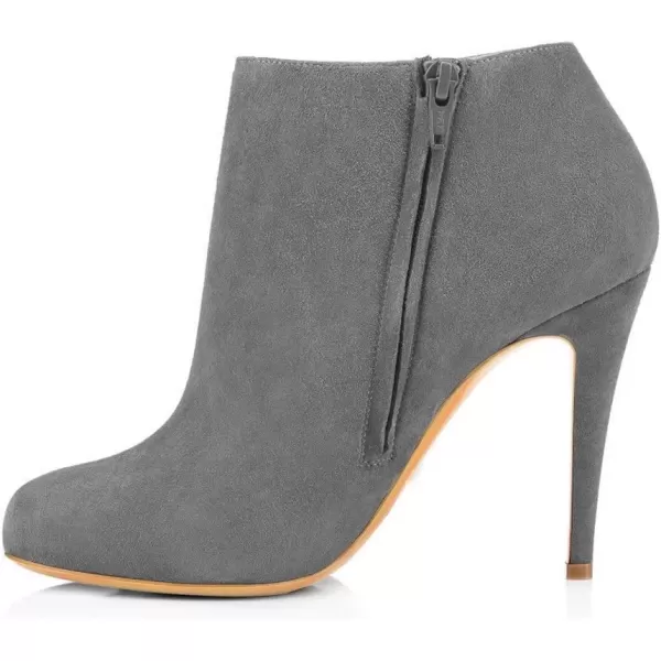 imageFSJ Women Fashion Almond Toe Boots Stiletto High Heels Ankle Booties Comfy Shoes Side Zipper US Size 415 USGreySuede