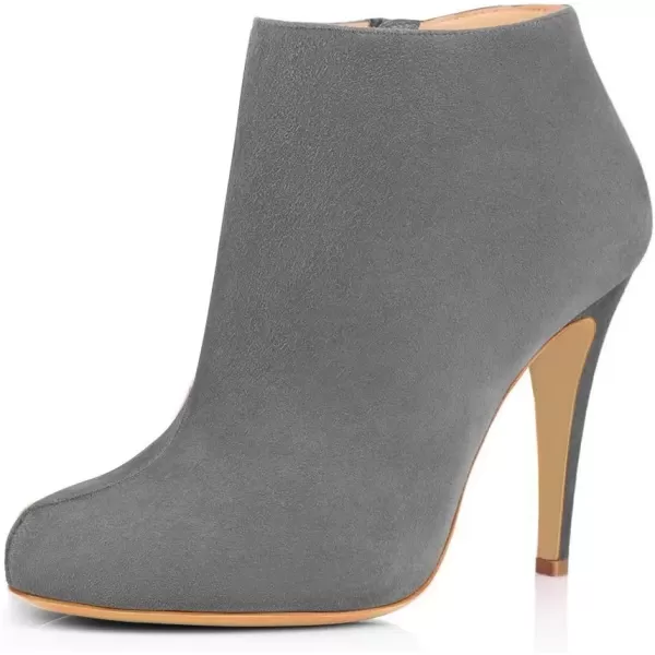 imageFSJ Women Fashion Almond Toe Boots Stiletto High Heels Ankle Booties Comfy Shoes Side Zipper US Size 415 USGreySuede