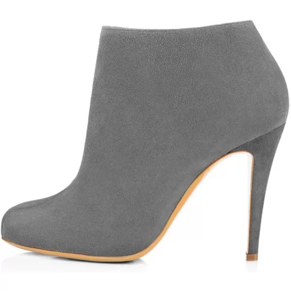imageFSJ Women Fashion Almond Toe Boots Stiletto High Heels Ankle Booties Comfy Shoes Side Zipper US Size 415 USGreySuede