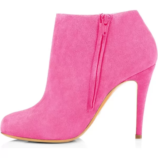 imageFSJ Women Fashion Almond Toe Boots Stiletto High Heels Ankle Booties Comfy Shoes Side Zipper US Size 415 USHot PinkSuede