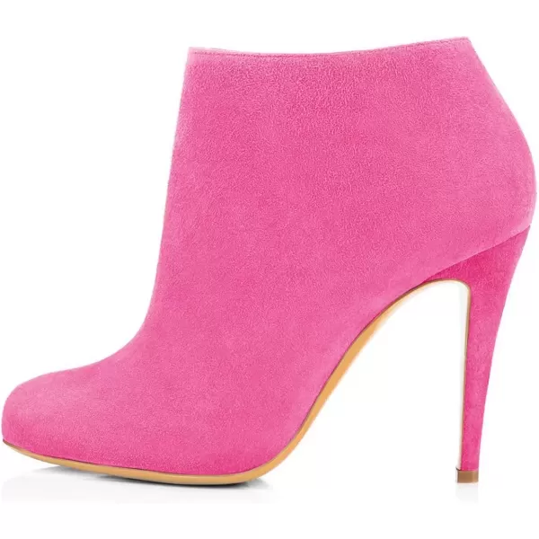 imageFSJ Women Fashion Almond Toe Boots Stiletto High Heels Ankle Booties Comfy Shoes Side Zipper US Size 415 USHot PinkSuede