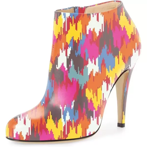 imageFSJ Women Fashion Almond Toe Boots Stiletto High Heels Ankle Booties Comfy Shoes Side Zipper US Size 415 USMulticolored