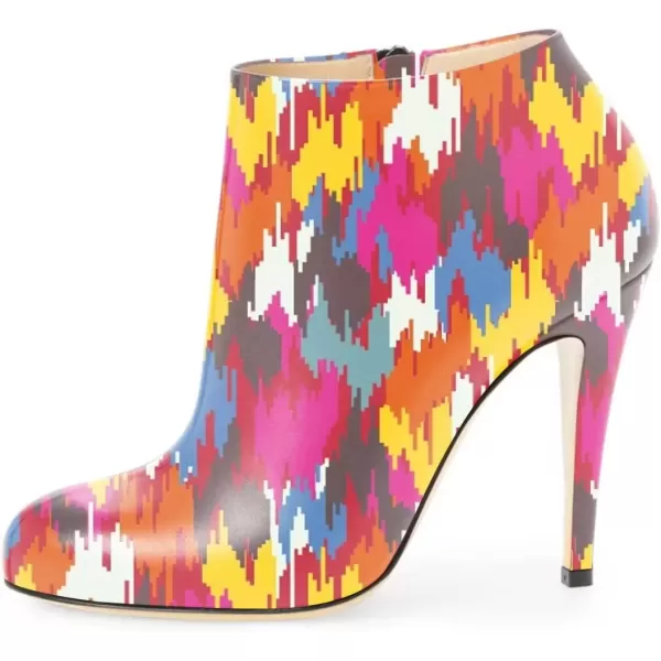 imageFSJ Women Fashion Almond Toe Boots Stiletto High Heels Ankle Booties Comfy Shoes Side Zipper US Size 415 USMulticolored