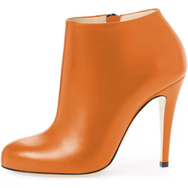 imageFSJ Women Fashion Almond Toe Boots Stiletto High Heels Ankle Booties Comfy Shoes Side Zipper US Size 415 USOrange