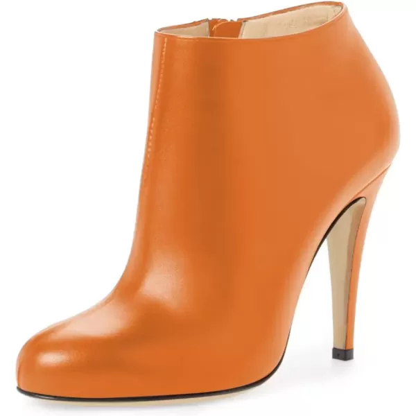 imageFSJ Women Fashion Almond Toe Boots Stiletto High Heels Ankle Booties Comfy Shoes Side Zipper US Size 415 USOrange