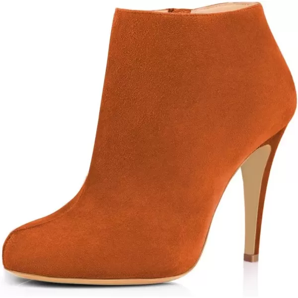 imageFSJ Women Fashion Almond Toe Boots Stiletto High Heels Ankle Booties Comfy Shoes Side Zipper US Size 415 USOrangeSuede
