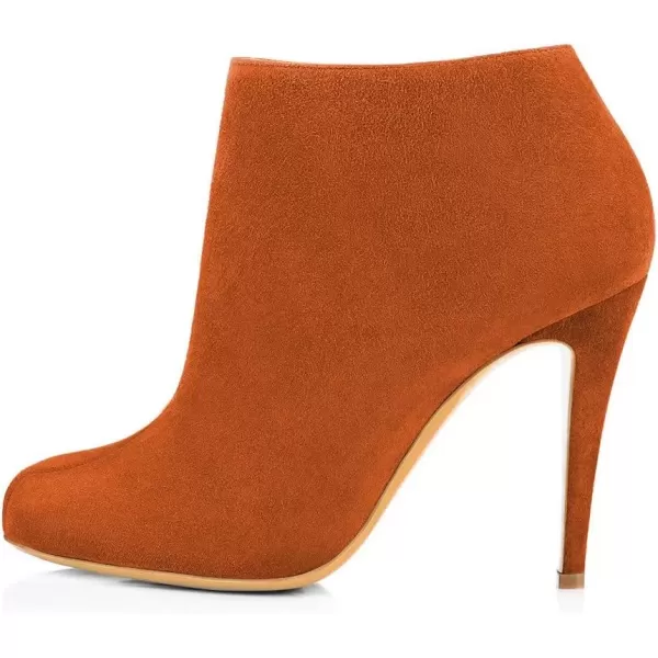 imageFSJ Women Fashion Almond Toe Boots Stiletto High Heels Ankle Booties Comfy Shoes Side Zipper US Size 415 USOrangeSuede