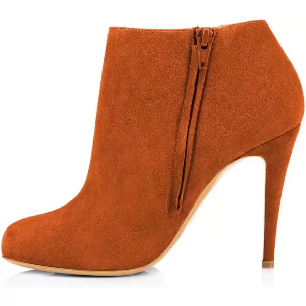 imageFSJ Women Fashion Almond Toe Boots Stiletto High Heels Ankle Booties Comfy Shoes Side Zipper US Size 415 USOrangeSuede