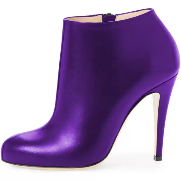 imageFSJ Women Fashion Almond Toe Boots Stiletto High Heels Ankle Booties Comfy Shoes Side Zipper US Size 415 USPurplePu