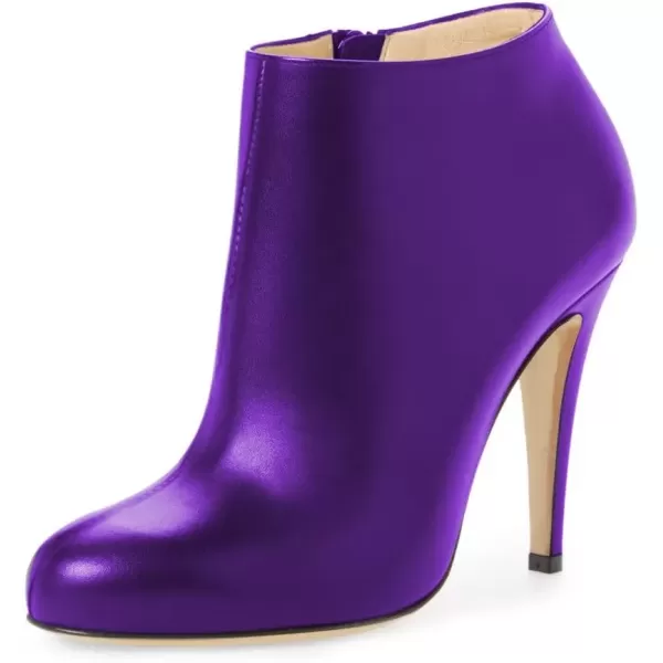 imageFSJ Women Fashion Almond Toe Boots Stiletto High Heels Ankle Booties Comfy Shoes Side Zipper US Size 415 USPurplePu