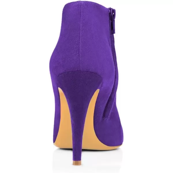imageFSJ Women Fashion Almond Toe Boots Stiletto High Heels Ankle Booties Comfy Shoes Side Zipper US Size 415 USPurpleSuede