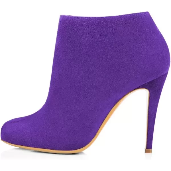 imageFSJ Women Fashion Almond Toe Boots Stiletto High Heels Ankle Booties Comfy Shoes Side Zipper US Size 415 USPurpleSuede