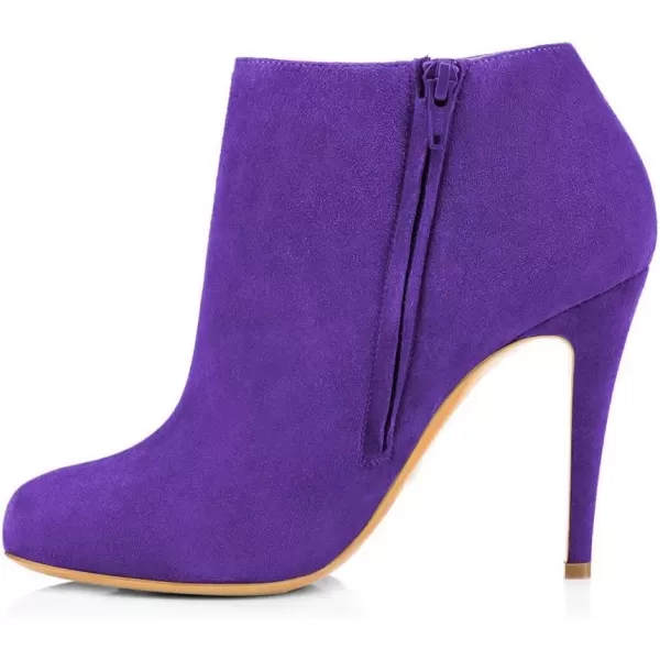 imageFSJ Women Fashion Almond Toe Boots Stiletto High Heels Ankle Booties Comfy Shoes Side Zipper US Size 415 USPurpleSuede