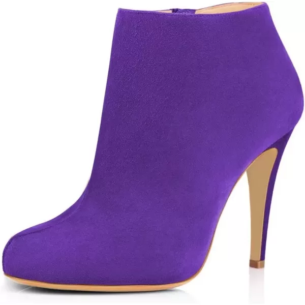 imageFSJ Women Fashion Almond Toe Boots Stiletto High Heels Ankle Booties Comfy Shoes Side Zipper US Size 415 USPurpleSuede