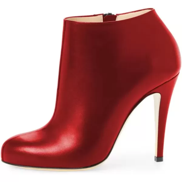 imageFSJ Women Fashion Almond Toe Boots Stiletto High Heels Ankle Booties Comfy Shoes Side Zipper US Size 415 USRedPu