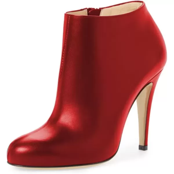 imageFSJ Women Fashion Almond Toe Boots Stiletto High Heels Ankle Booties Comfy Shoes Side Zipper US Size 415 USRedPu