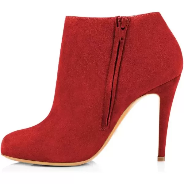 imageFSJ Women Fashion Almond Toe Boots Stiletto High Heels Ankle Booties Comfy Shoes Side Zipper US Size 415 USRedSuede