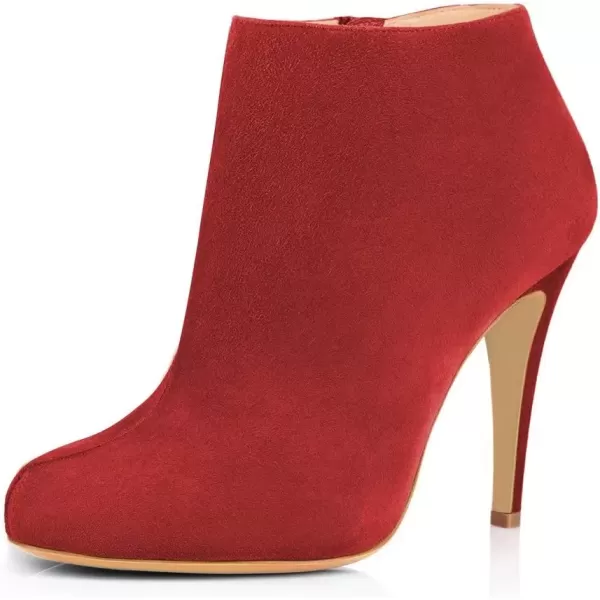 imageFSJ Women Fashion Almond Toe Boots Stiletto High Heels Ankle Booties Comfy Shoes Side Zipper US Size 415 USRedSuede