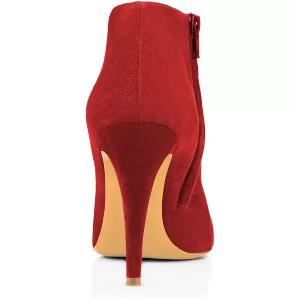 imageFSJ Women Fashion Almond Toe Boots Stiletto High Heels Ankle Booties Comfy Shoes Side Zipper US Size 415 USRedSuede
