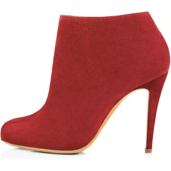 imageFSJ Women Fashion Almond Toe Boots Stiletto High Heels Ankle Booties Comfy Shoes Side Zipper US Size 415 USRedSuede