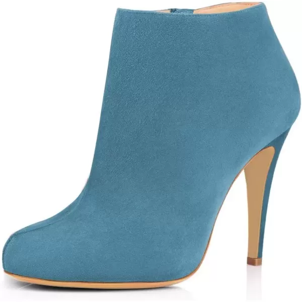 imageFSJ Women Fashion Almond Toe Boots Stiletto High Heels Ankle Booties Comfy Shoes Side Zipper US Size 415 USSky BlueSuede