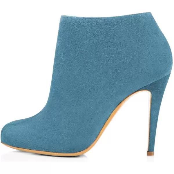 imageFSJ Women Fashion Almond Toe Boots Stiletto High Heels Ankle Booties Comfy Shoes Side Zipper US Size 415 USSky BlueSuede