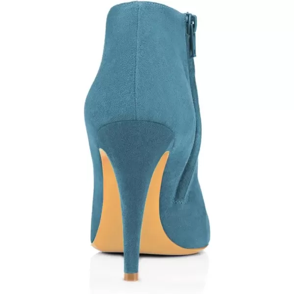 imageFSJ Women Fashion Almond Toe Boots Stiletto High Heels Ankle Booties Comfy Shoes Side Zipper US Size 415 USSky BlueSuede