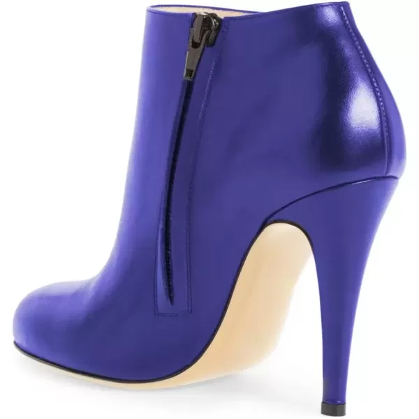imageFSJ Women Fashion Almond Toe Boots Stiletto High Heels Ankle Booties Comfy Shoes Side Zipper US Size 415 USSlate BluePu