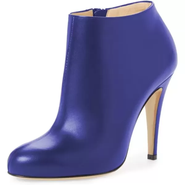 imageFSJ Women Fashion Almond Toe Boots Stiletto High Heels Ankle Booties Comfy Shoes Side Zipper US Size 415 USSlate BluePu