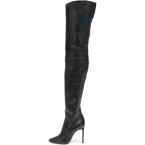 imageFSJ Women Fashion Pointed Toe Stiletto Heel Thigh High Over The Knee Boots Pull On Side Zipper Patent Leather Winter Shoes Size 415 USBlack