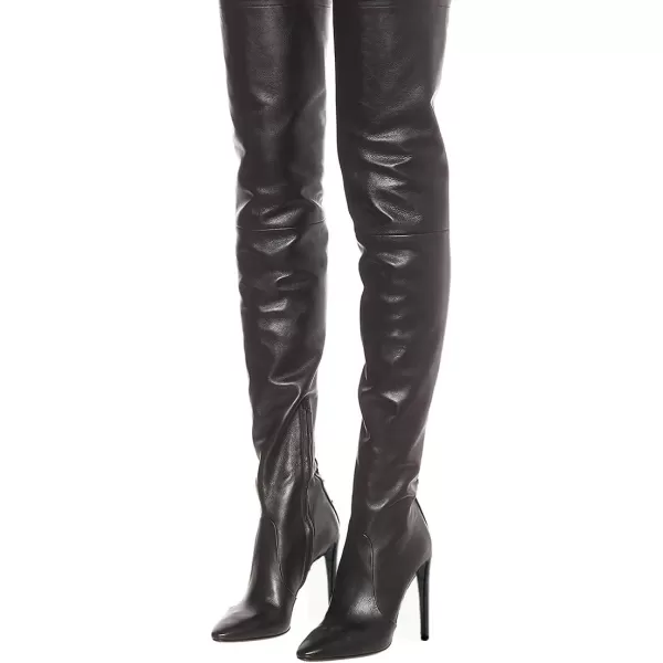 imageFSJ Women Fashion Pointed Toe Stiletto Heel Thigh High Over The Knee Boots Pull On Side Zipper Patent Leather Winter Shoes Size 415 USBlack