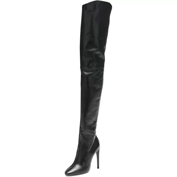 imageFSJ Women Fashion Pointed Toe Stiletto Heel Thigh High Over The Knee Boots Pull On Side Zipper Patent Leather Winter Shoes Size 415 USBlack