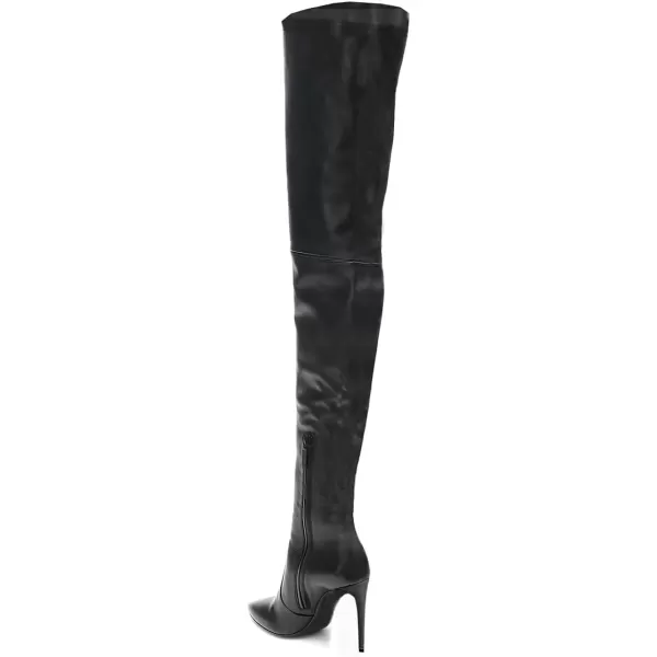 imageFSJ Women Fashion Pointed Toe Stiletto Heel Thigh High Over The Knee Boots Pull On Side Zipper Patent Leather Winter Shoes Size 415 USBlack