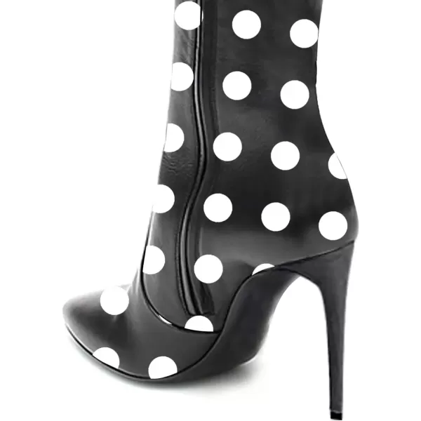 imageFSJ Women Fashion Pointed Toe Stiletto Heel Thigh High Over The Knee Boots Pull On Side Zipper Patent Leather Winter Shoes Size 415 USBlack Dots