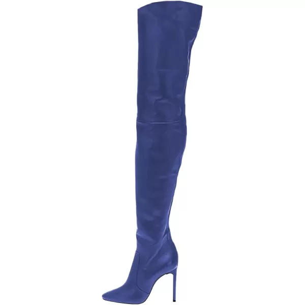 imageFSJ Women Fashion Pointed Toe Stiletto Heel Thigh High Over The Knee Boots Pull On Side Zipper Patent Leather Winter Shoes Size 415 USDark Blue