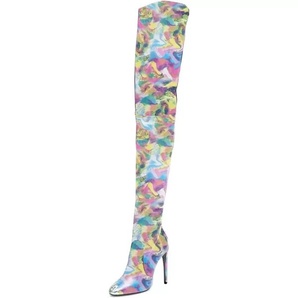 imageFSJ Women Fashion Pointed Toe Stiletto Heel Thigh High Over The Knee Boots Pull On Side Zipper Patent Leather Winter Shoes Size 415 USFlower