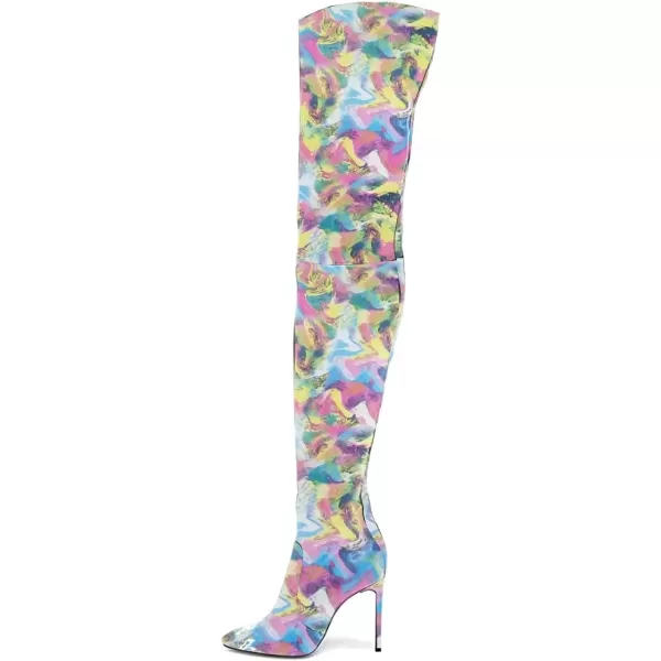 imageFSJ Women Fashion Pointed Toe Stiletto Heel Thigh High Over The Knee Boots Pull On Side Zipper Patent Leather Winter Shoes Size 415 USFlower
