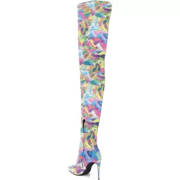 imageFSJ Women Fashion Pointed Toe Stiletto Heel Thigh High Over The Knee Boots Pull On Side Zipper Patent Leather Winter Shoes Size 415 USFlower