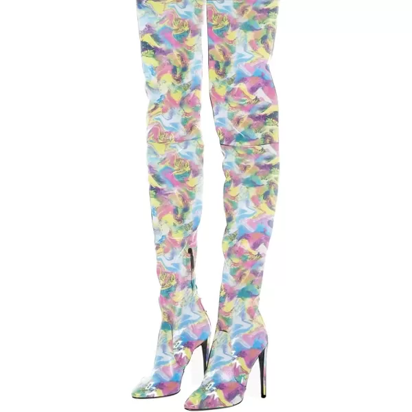 imageFSJ Women Fashion Pointed Toe Stiletto Heel Thigh High Over The Knee Boots Pull On Side Zipper Patent Leather Winter Shoes Size 415 USFlower