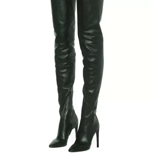 imageFSJ Women Fashion Pointed Toe Stiletto Heel Thigh High Over The Knee Boots Pull On Side Zipper Patent Leather Winter Shoes Size 415 USGreen