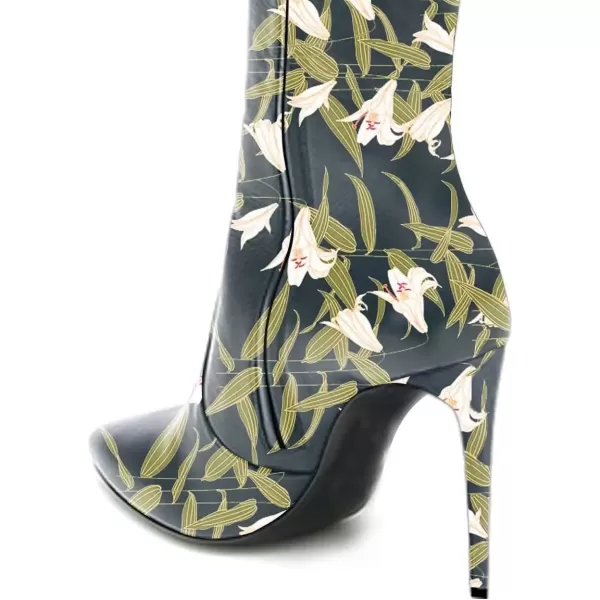 imageFSJ Women Fashion Pointed Toe Stiletto Heel Thigh High Over The Knee Boots Pull On Side Zipper Patent Leather Winter Shoes Size 415 USGreen Flower