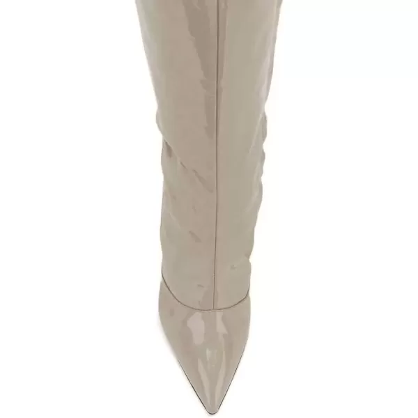 imageFSJ Women Fashion Pointed Toe Stiletto Heel Thigh High Over The Knee Boots Pull On Side Zipper Patent Leather Winter Shoes Size 415 USGrey