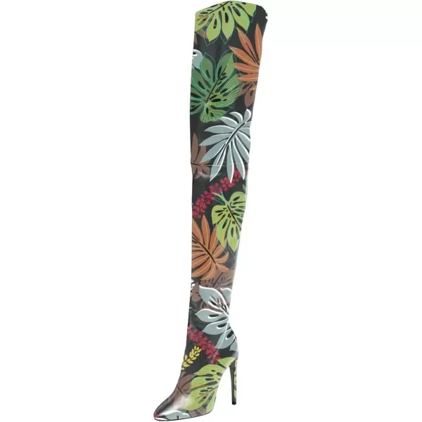 imageFSJ Women Fashion Pointed Toe Stiletto Heel Thigh High Over The Knee Boots Pull On Side Zipper Patent Leather Winter Shoes Size 415 USLeaf