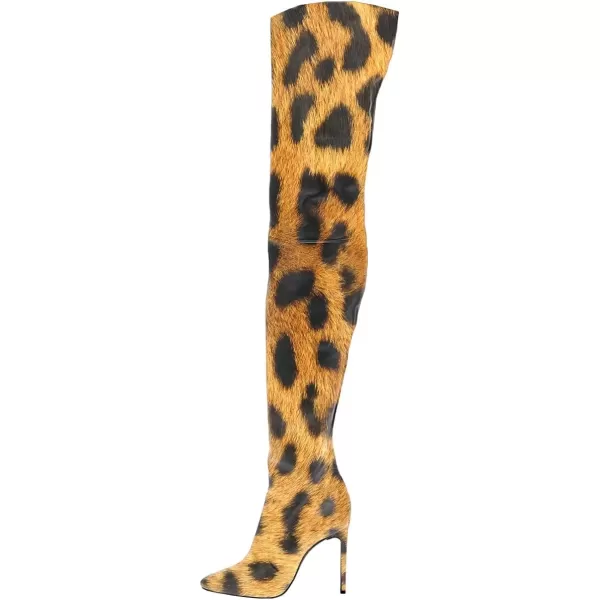imageFSJ Women Fashion Pointed Toe Stiletto Heel Thigh High Over The Knee Boots Pull On Side Zipper Patent Leather Winter Shoes Size 415 USLeopard